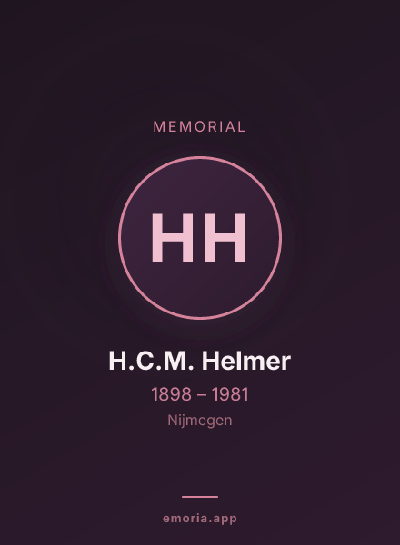 Memorial portrait of H.C.M. Helmer