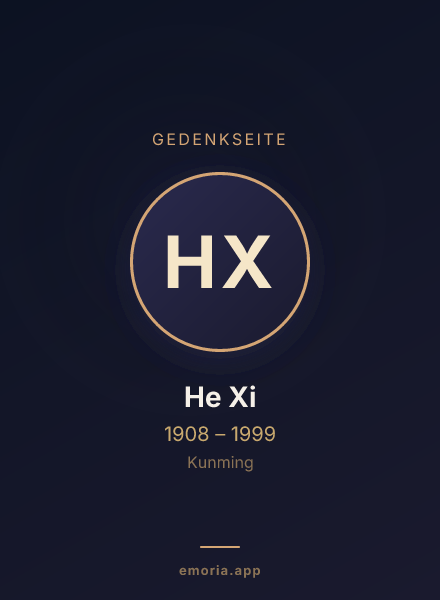 Gedenkportrait von He Xi