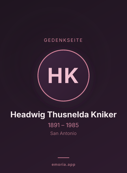 Gedenkportrait von Headwig Thusnelda Kniker