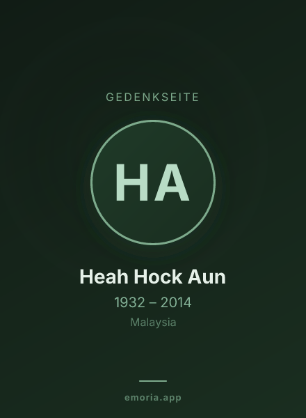 Gedenkportrait von Heah Hock Aun