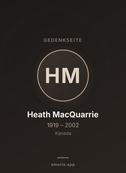 Gedenkportrait von Heath MacQuarrie