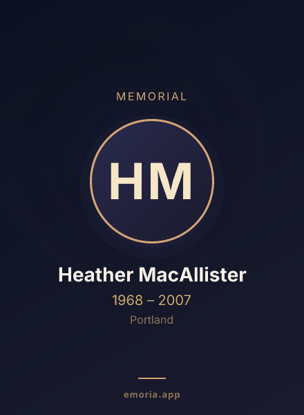 Memorial portrait of Heather MacAllister