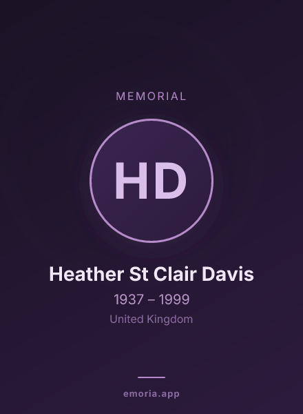 Memorial portrait of Heather St Clair Davis