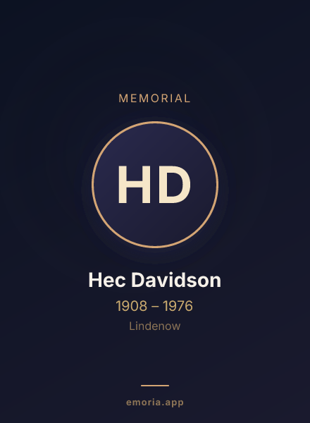 Memorial portrait of Hec Davidson
