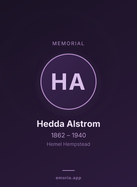 Memorial portrait of Hedda Alstrom