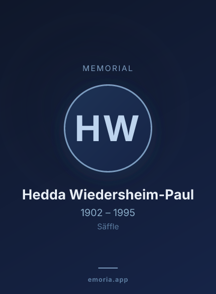 Memorial portrait of Hedda Wiedersheim-Paul
