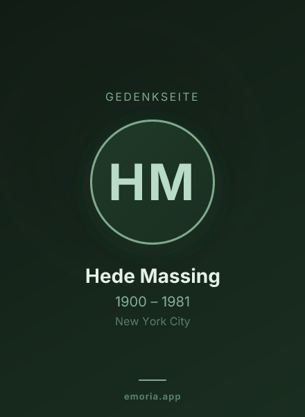 Gedenkportrait von Hede Massing