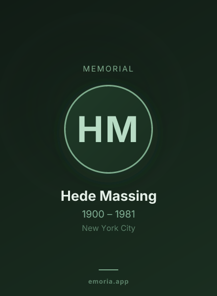 Memorial portrait of Hede Massing