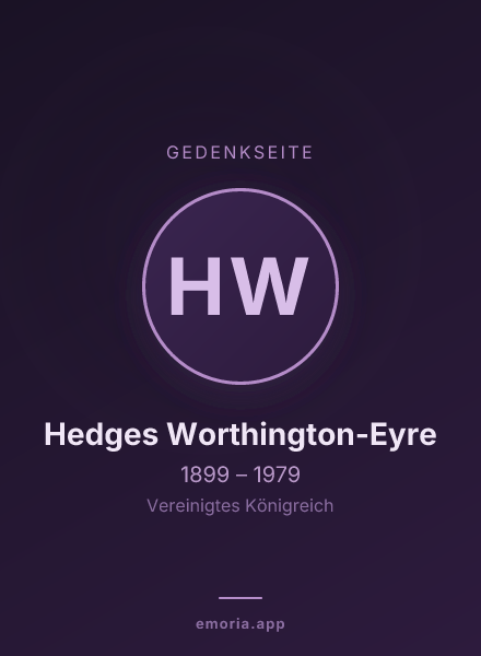 Gedenkportrait von Hedges Worthington-Eyre