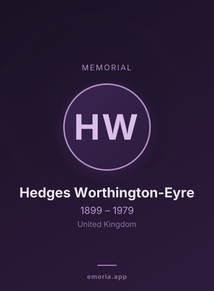 Memorial portrait of Hedges Worthington-Eyre