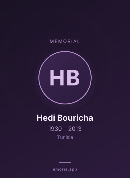 Memorial portrait of Hedi Bouricha