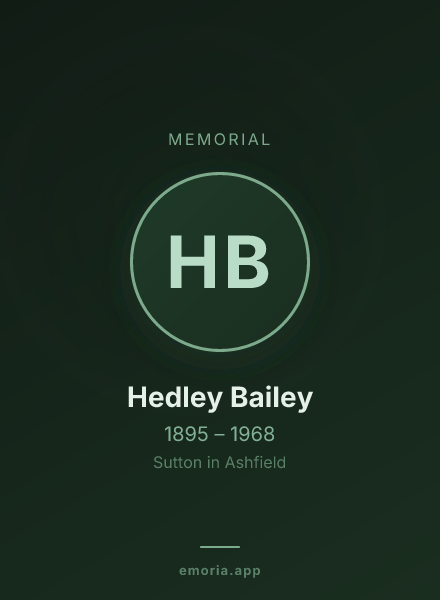 Memorial portrait of Hedley Bailey