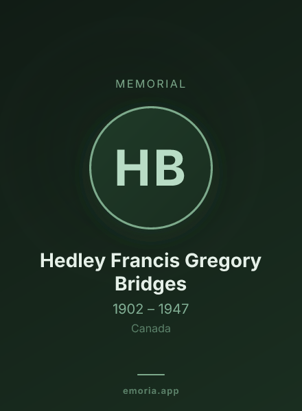 Memorial portrait of Hedley Francis Gregory Bridges