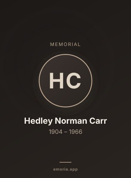 Memorial portrait of Hedley Norman Carr