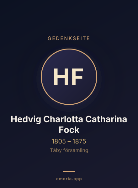 Gedenkportrait von Hedvig Charlotta Catharina Fock