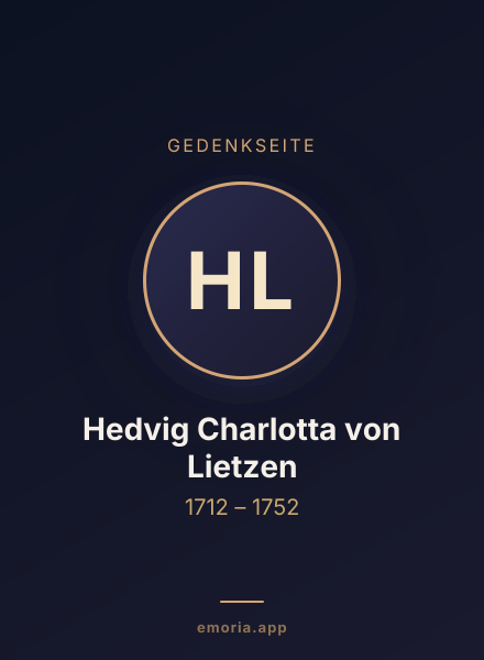 Gedenkportrait von Hedvig Charlotta von Lietzen