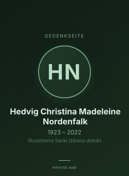 Gedenkportrait von Hedvig Christina Madeleine Nordenfalk