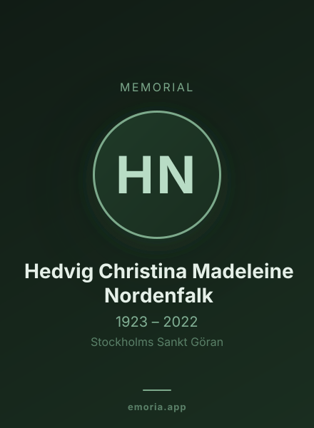 Memorial portrait of Hedvig Christina Madeleine Nordenfalk
