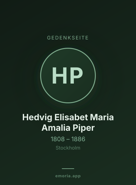 Gedenkportrait von Hedvig Elisabet Maria Amalia Piper