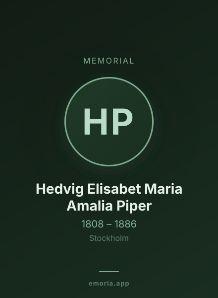 Memorial portrait of Hedvig Elisabet Maria Amalia Piper