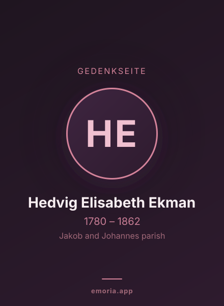 Gedenkportrait von Hedvig Elisabeth Ekman