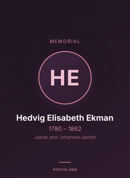 Memorial portrait of Hedvig Elisabeth Ekman
