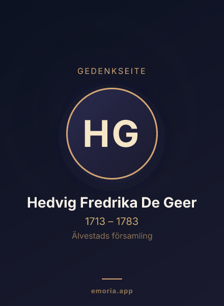Gedenkportrait von Hedvig Fredrika De Geer