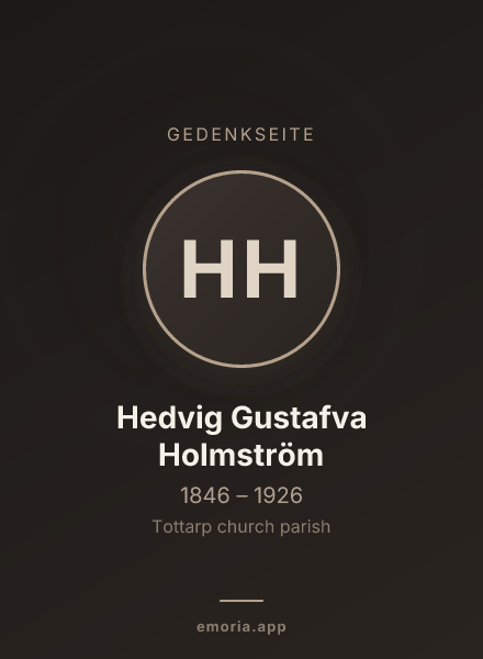 Gedenkportrait von Hedvig Gustafva Holmström