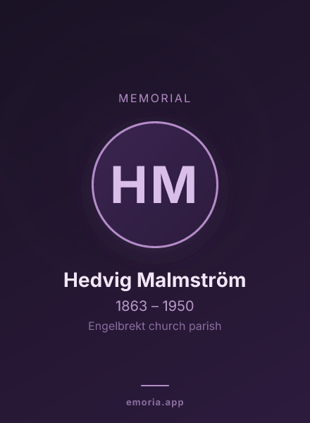 Memorial portrait of Hedvig Malmström