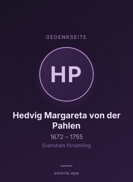 Gedenkportrait von Hedvig Margareta von der Pahlen