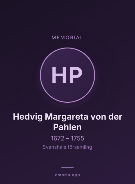 Memorial portrait of Hedvig Margareta von der Pahlen