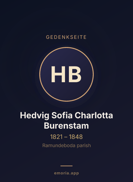 Gedenkportrait von Hedvig Sofia Charlotta Burenstam