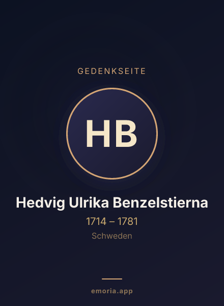 Gedenkportrait von Hedvig Ulrika Benzelstierna