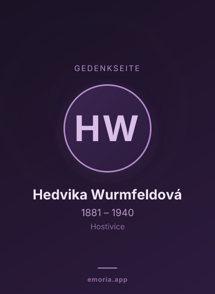 Gedenkportrait von Hedvika Wurmfeldová
