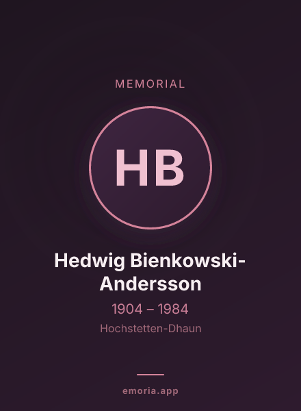 Memorial portrait of Hedwig Bienkowski-Andersson