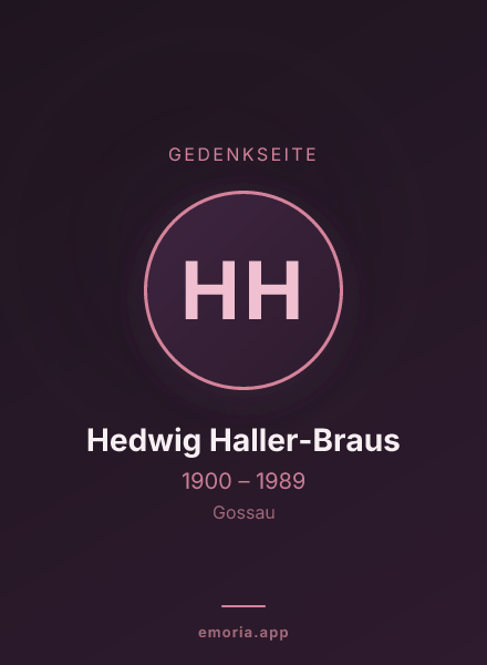 Gedenkportrait von Hedwig Haller-Braus