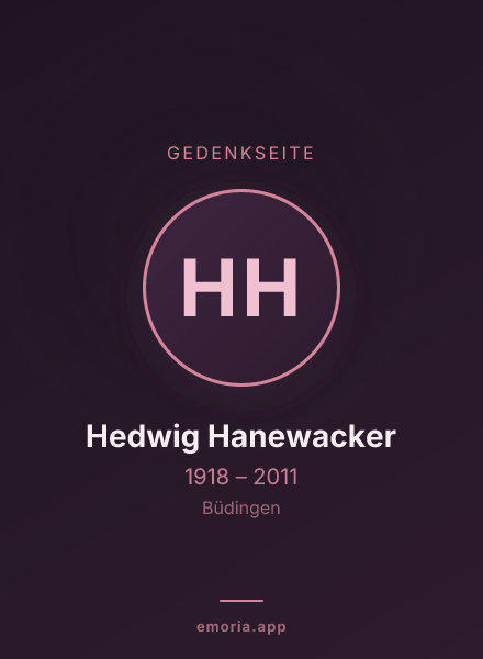 Gedenkportrait von Hedwig Hanewacker