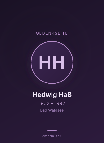 Gedenkportrait von Hedwig Haß