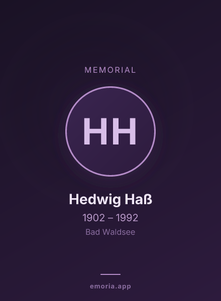 Memorial portrait of Hedwig Haß