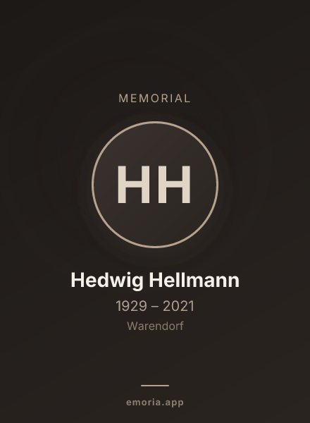 Memorial portrait of Hedwig Hellmann