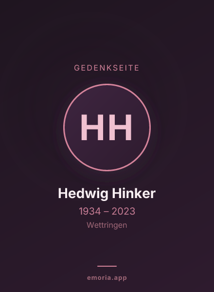 Gedenkportrait von Hedwig Hinker
