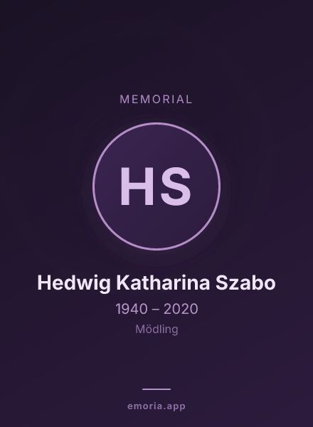 Memorial portrait of Hedwig Katharina Szabo