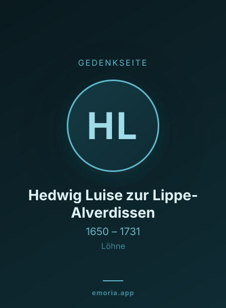 Gedenkportrait von Hedwig Luise zur Lippe-Alverdissen
