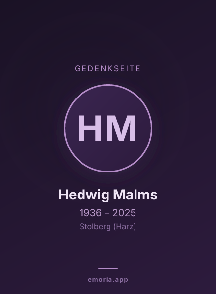 Gedenkportrait von Hedwig Malms