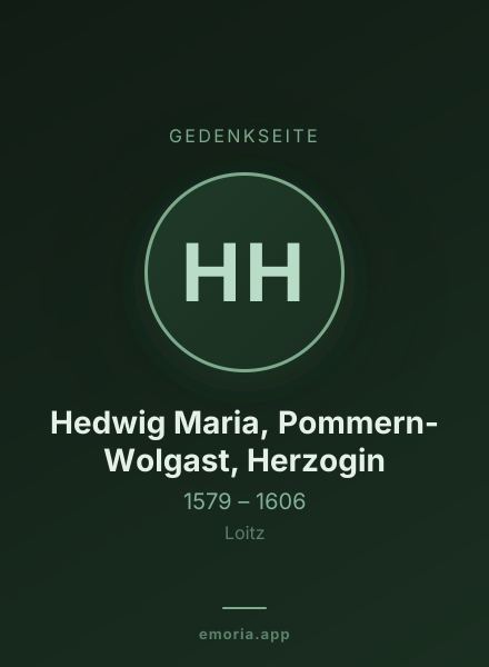 Gedenkportrait von Hedwig Maria, Pommern-Wolgast, Herzogin