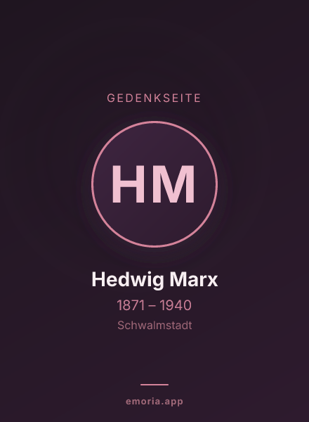 Gedenkportrait von Hedwig Marx