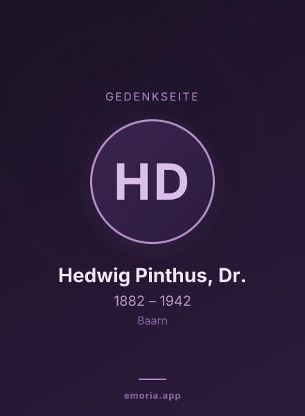 Gedenkportrait von Hedwig Pinthus, Dr.