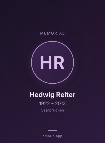 Memorial portrait of Hedwig Reiter