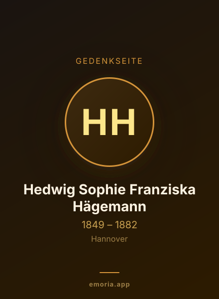 Gedenkportrait von Hedwig Sophie Franziska Hägemann