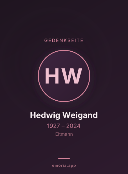 Gedenkportrait von Hedwig Weigand